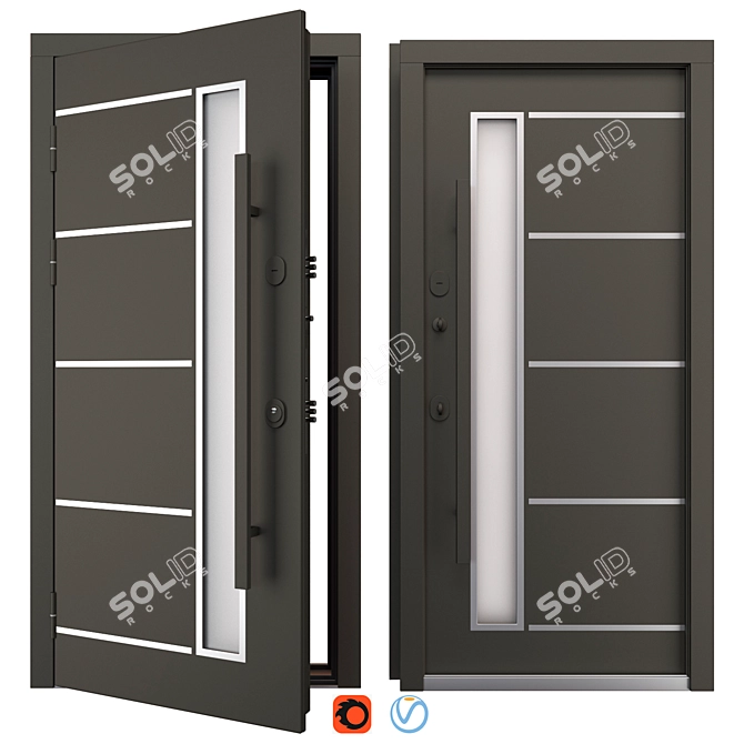 Nova 020 Aluminum Entry Door 3D model image 1