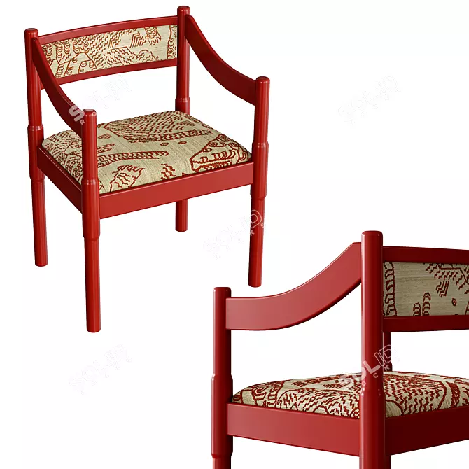 Vintage 60's Carimate Chair 3D model image 2