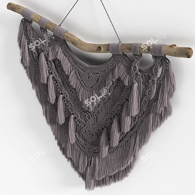 Handwoven Macrame Wall Hanging 3D model image 4