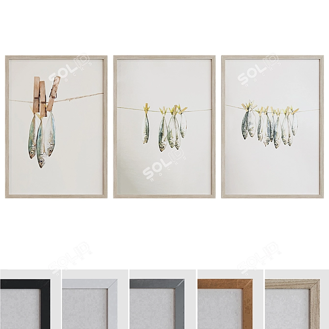 Modern Fish Picture Frame Set 3D model image 1