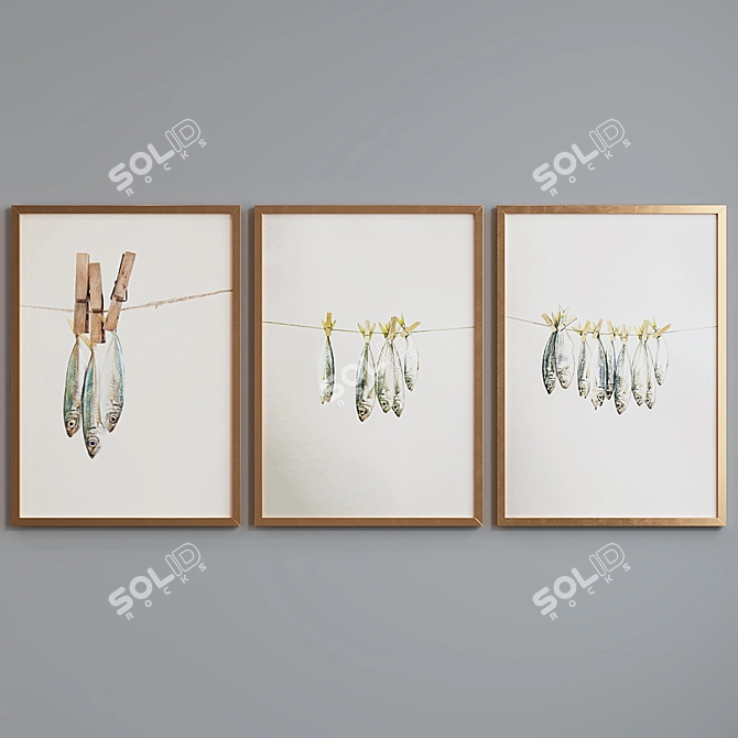 Modern Fish Picture Frame Set 3D model image 2