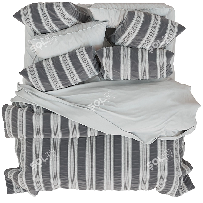 Elegant Grey Tufted Cover Set 3D model image 3