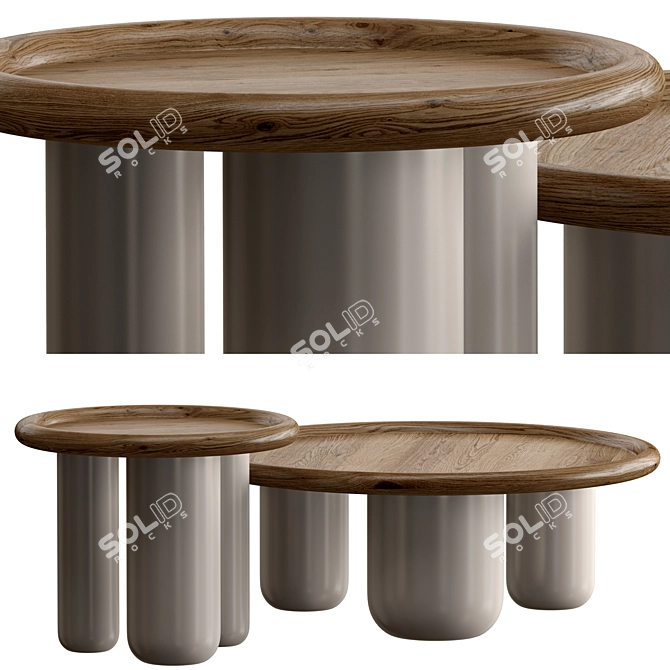 Solid Wood Tray Coffee Table 3D model image 1