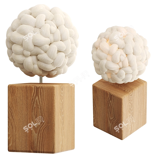 Merino Wool Ball Table Lamp 3D model image 2