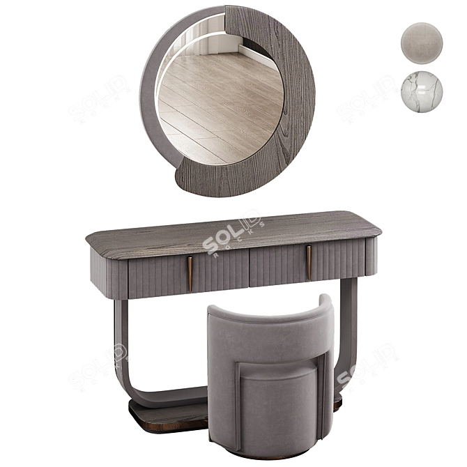 Crystal Slim Vanity Dresser Mirrored 3D model image 1