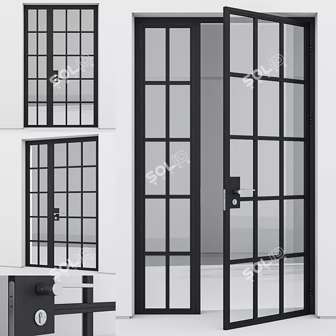 Modern Aluminium Entrance Door Model 3D model image 1