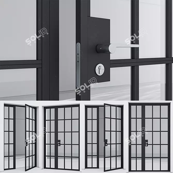 Modern Aluminium Entrance Door Model 3D model image 3