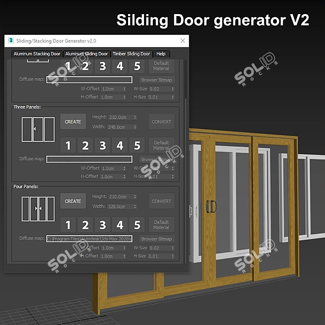 Versatile Sliding Door V2 Kit 3D model image 1