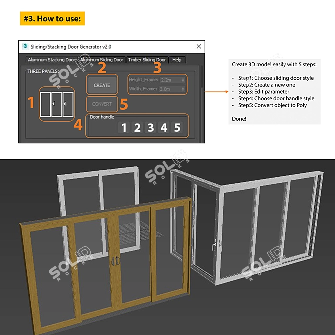 Versatile Sliding Door V2 Kit 3D model image 4