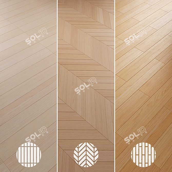 Oak Parquet Flooring Collection 3D model image 2