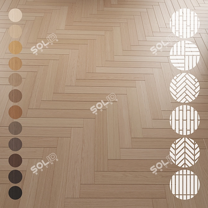 Oak Parquet Flooring Collection 3D model image 1