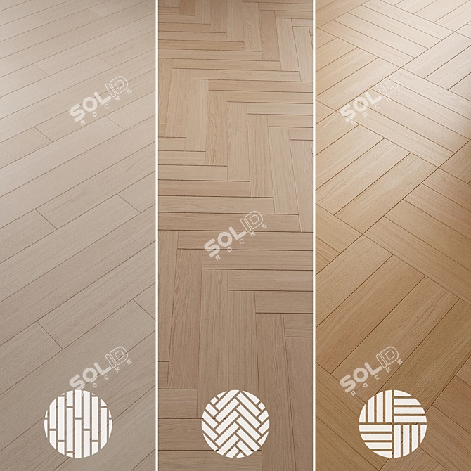 Oak Parquet Flooring Collection 3D model image 2