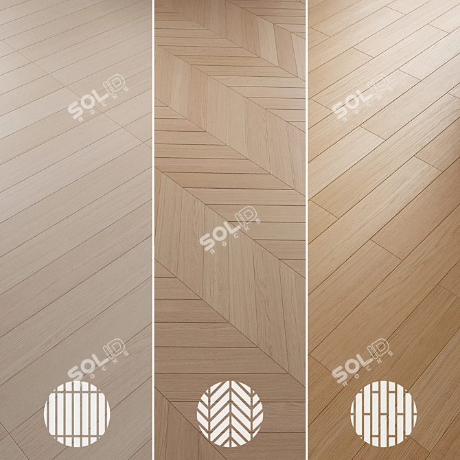 Oak Parquet Flooring Collection 3D model image 3