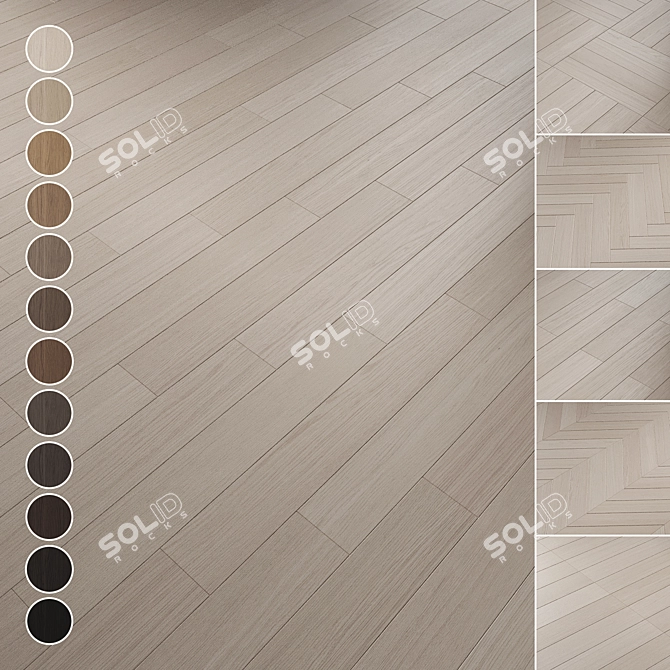 Oak Parquet Flooring Collection 3D model image 8