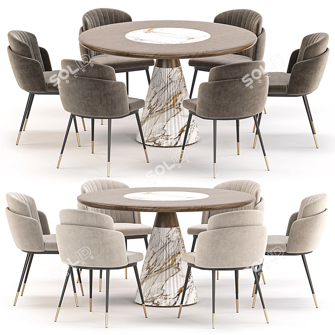 Modern Dining Set Collection 3D model image 2