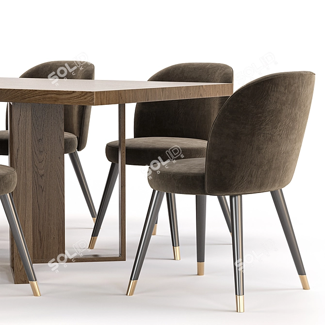 Modern Dining Set Furniture Collection 3D model image 2