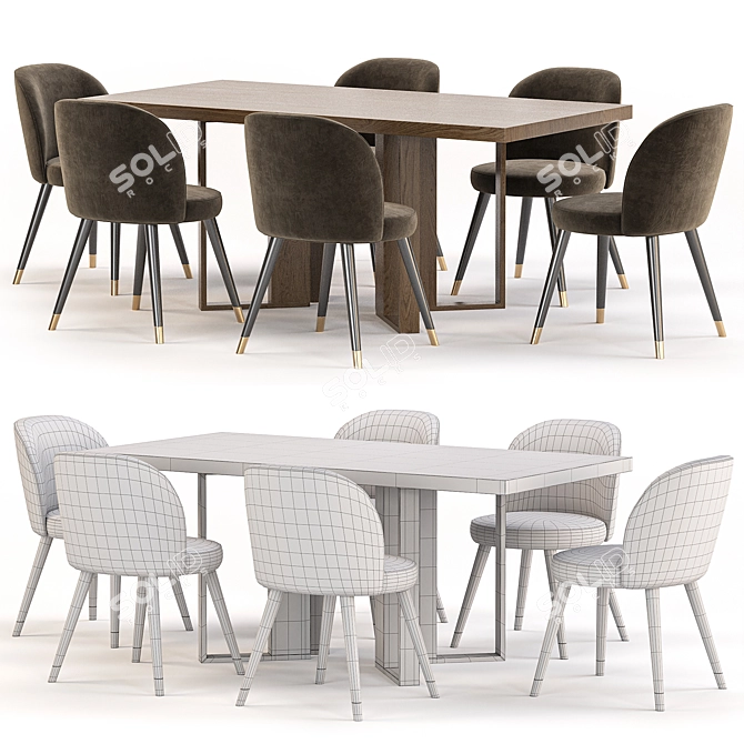 Modern Dining Set Furniture Collection 3D model image 4