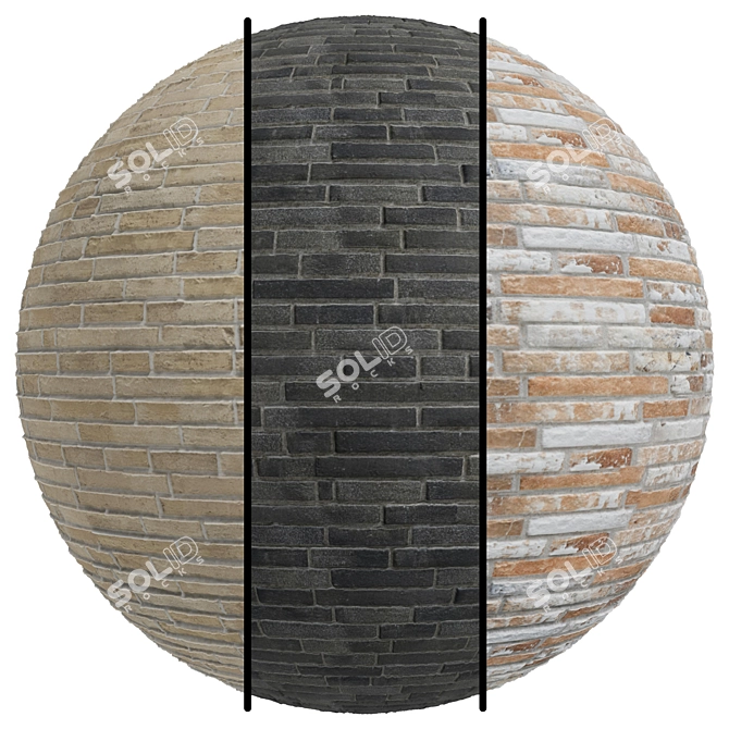 Durable Long Brick Texture Set 3D model image 1