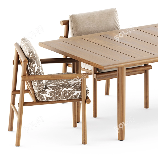 Modern Elegance Set: Ayana Chair & Tibbo Dining Table 3D model image 2