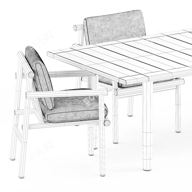 Modern Elegance Set: Ayana Chair & Tibbo Dining Table 3D model image 5