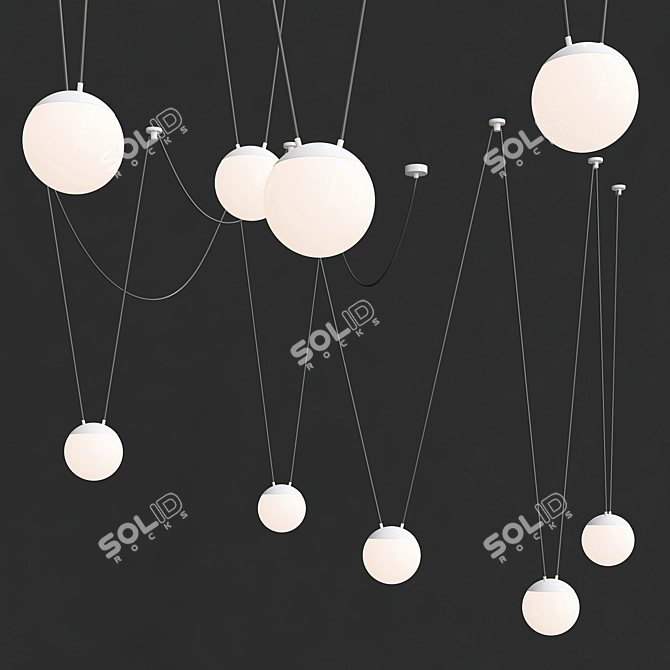 Modern White Pendant Lamp 5L 3D model image 3