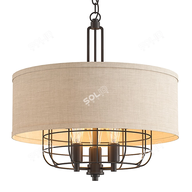 Modern Industrial Rust Chandelier 3D model image 1