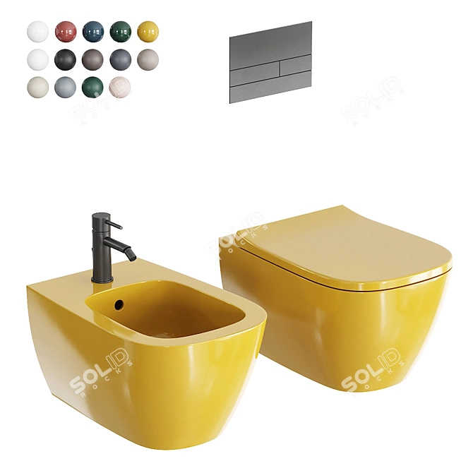 Wunder Wall-Hung Ceramic Set 3D model image 1