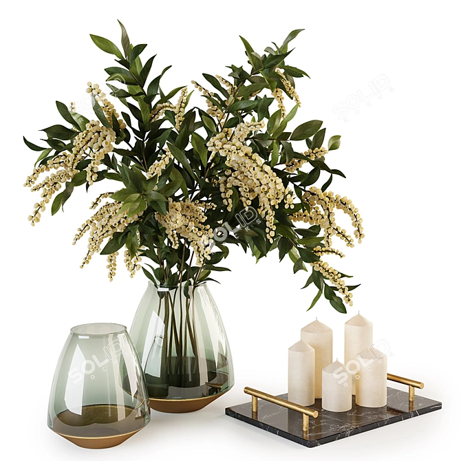 Modern Glass Vase Set 3D model image 1