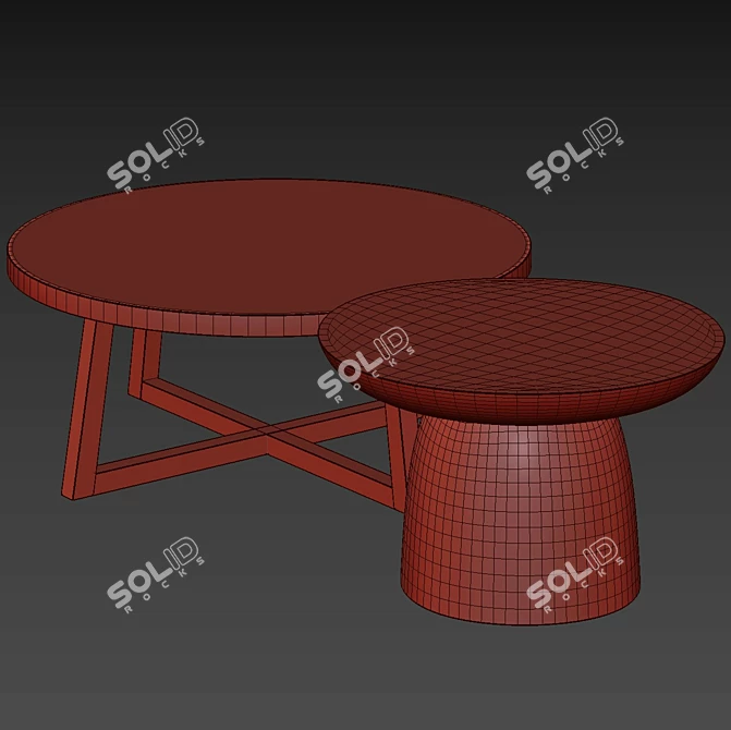 Modern Coffee Table Set Urban & Terrazzo 3D model image 4