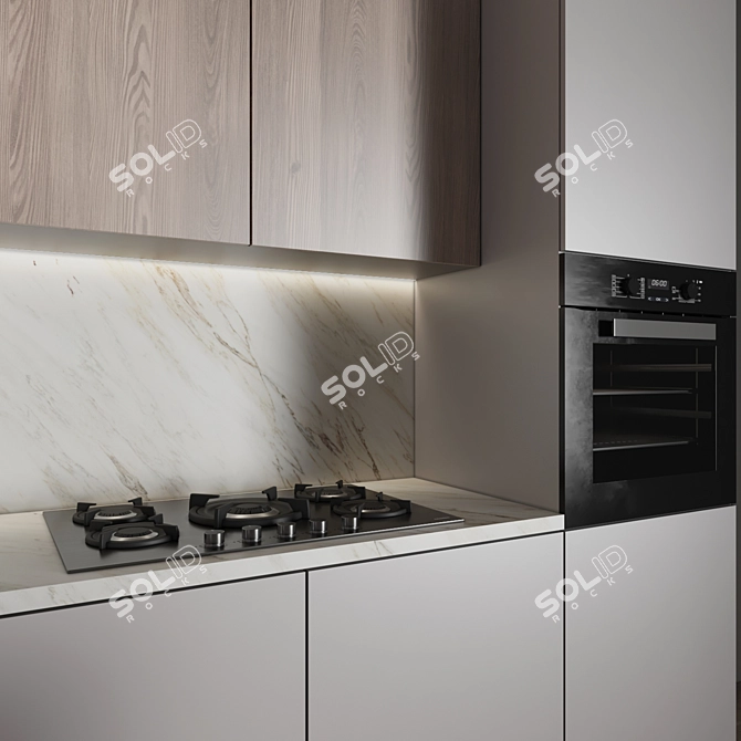 Modern Corner Kitchen with Appliances 3D model image 3