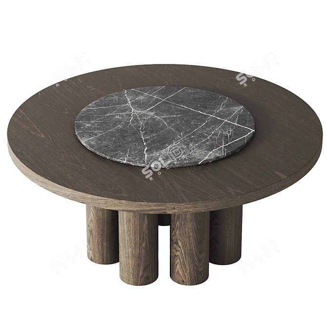 Movimento Mammuth Dining Table, Metal-Stone-Wood 3D model image 3