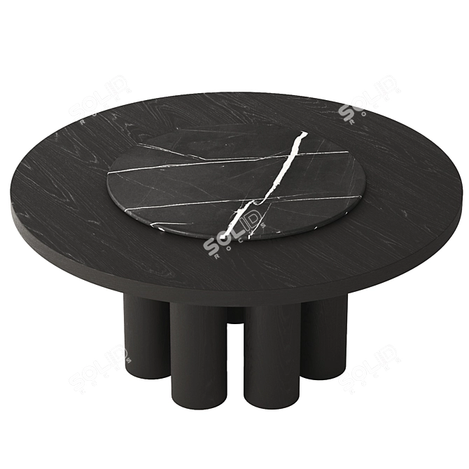 Movimento Mammuth Dining Table, Metal-Stone-Wood 3D model image 4