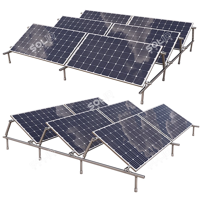 Solar Panels Kit on Metal Frame 3D model image 1