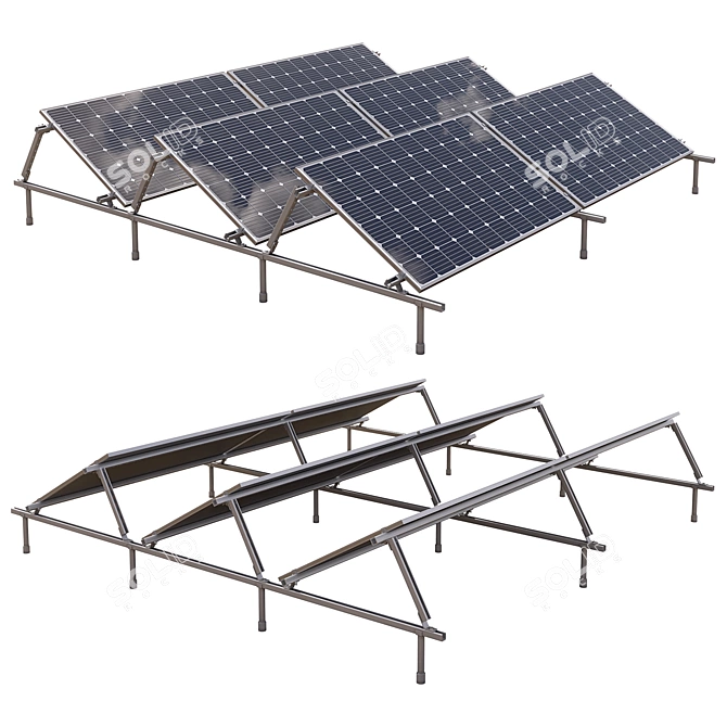 Solar Panels Kit on Metal Frame 3D model image 2