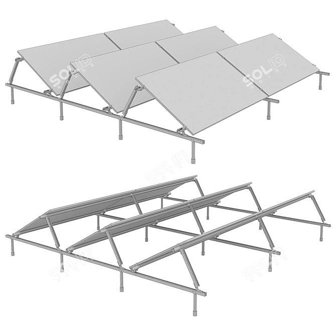 Solar Panels Kit on Metal Frame 3D model image 3