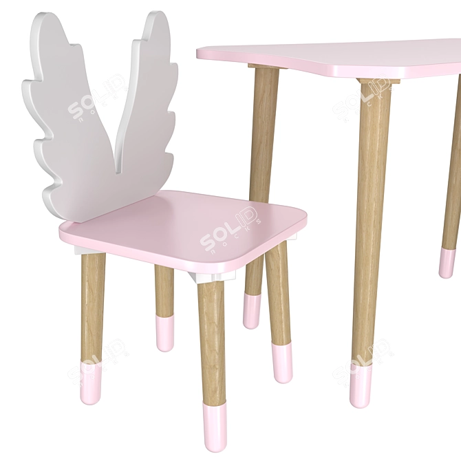 Dimdom Kids 3-Piece Children's Table and Chairs Set 3D model image 4
