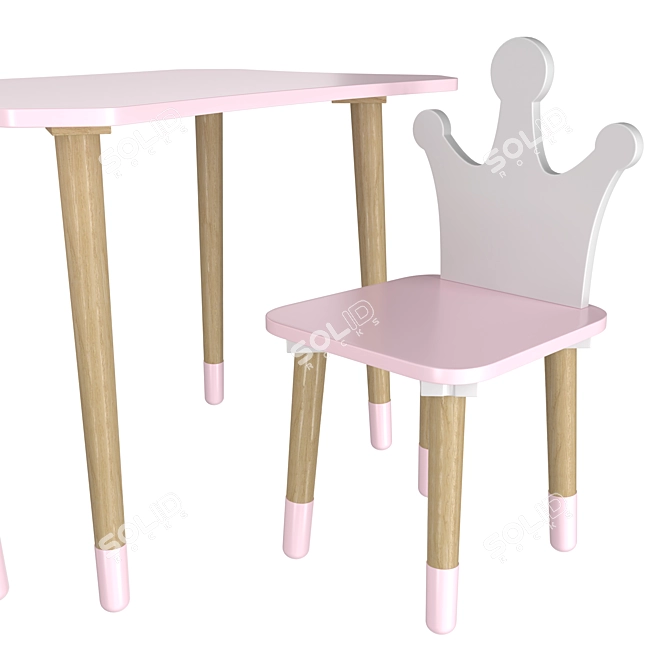 Dimdom Kids 3-Piece Children's Table and Chairs Set 3D model image 6