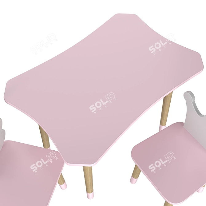 Dimdom Kids 3-Piece Children's Table and Chairs Set 3D model image 7