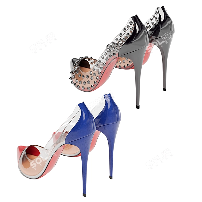 Red & Blue PVC Heeled Duo 3D model image 3