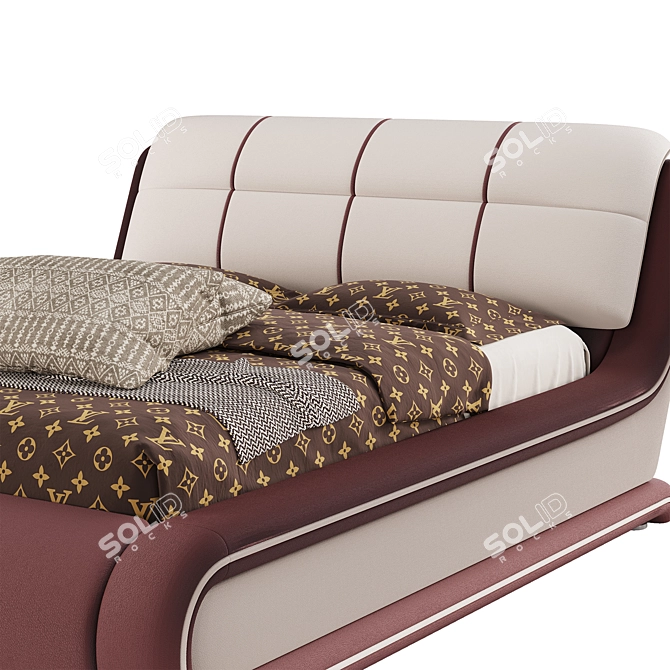 Elegant Tianna Upholstered Bed 3D model image 2