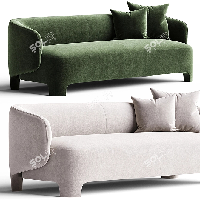 Modern 3-Seater TARU Sofa 3D model image 1