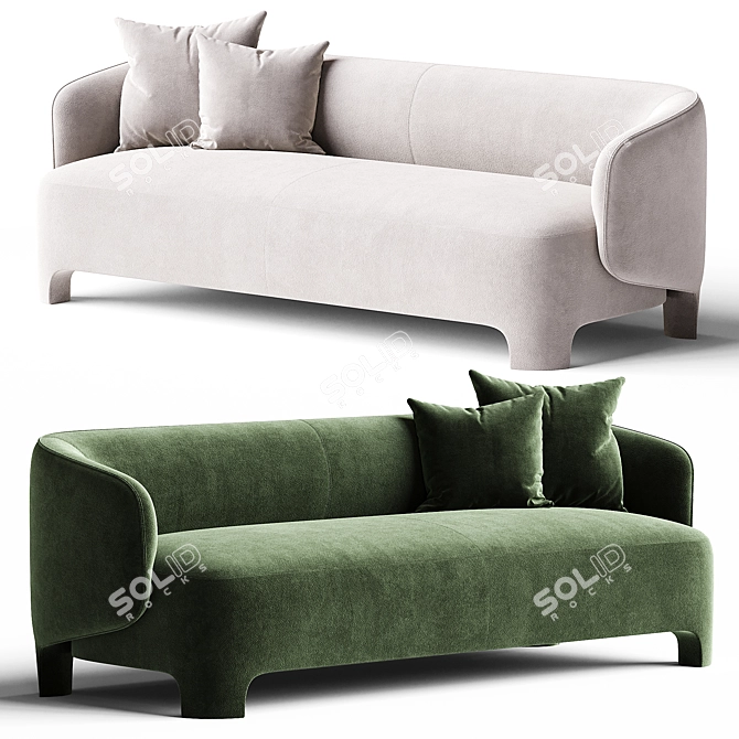 Modern 3-Seater TARU Sofa 3D model image 2