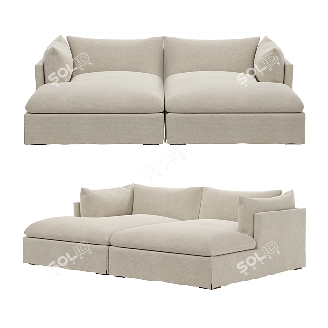 Ultimate Lounging Double Chaise Sectional 3D model image 1