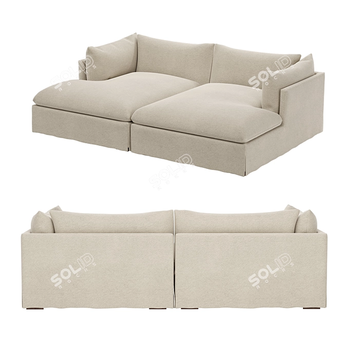 Ultimate Lounging Double Chaise Sectional 3D model image 2