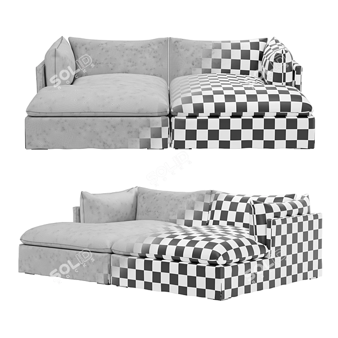 Ultimate Lounging Double Chaise Sectional 3D model image 3