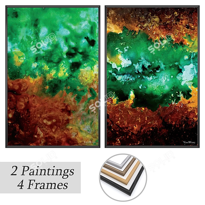 Art Set with 2 Paintings 3D model image 1