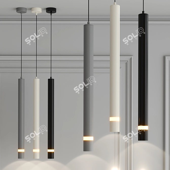 Sleek LED Pendant Lights 3D model image 2