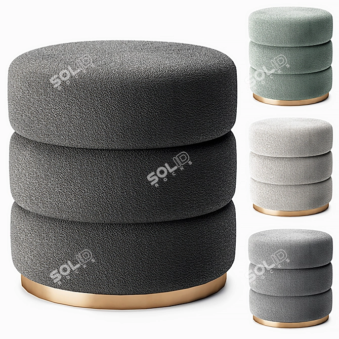 Versatile Eddy Pouf in 4 Colors 3D model image 1