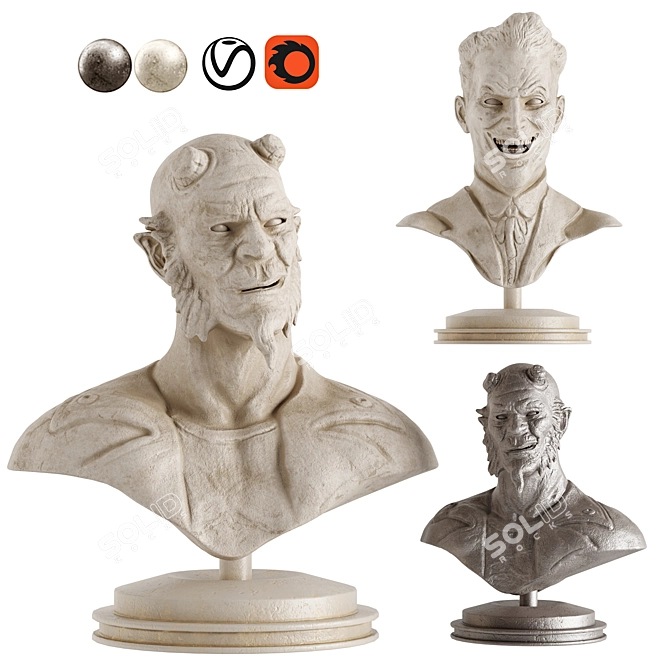 Hand-Carved Comic Character Sculptures 3D model image 1