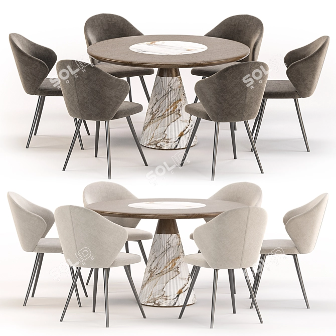 Luxury Dining Set Collection: 3D Model Kit 3D model image 1